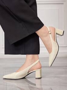 Sleekvia Giày cao gót nữ - Màu be - Xem 5