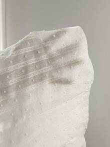 Elamini Women's Casual Retro Spicy Texture Jacquard Waist Cinching Vacation Fitted Short Sleeve Blouse White Blouse See Through Shirt Sexy Blouse - White - View 8