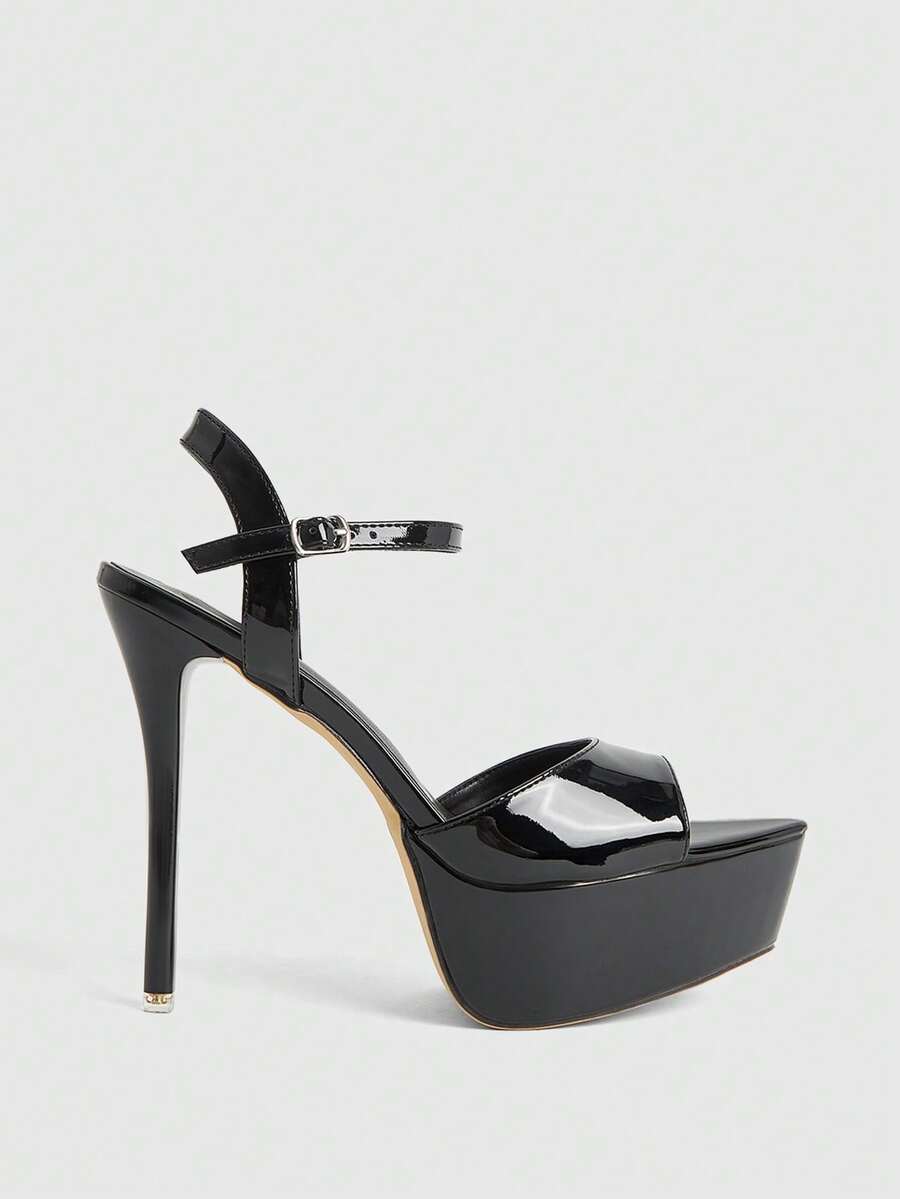 CUCCOO LuxiPop 女士时尚派对防水厚底高跟凉鞋 - 黑色 - 查看 1