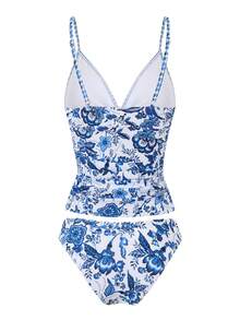 Swim Lushoire Bộ bikini hai mảnh gợi cảm, thanh lịch dành cho nữ, thích hợp cho kỳ nghỉ hè, kèm quần tam giác, kiểu dáng tankini, thích hợp mặc mùa xuân/hè. - Nhiều màu - Xem 8