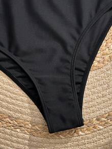 Swim Basics Fashionable Hot-Selling Solid Color Tankini Swimwear For Summer - Black - View 8