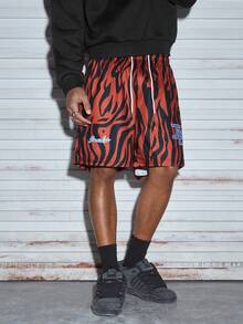 Modcrash Men's Sweatpants Set, Streetwear Vintage Print, Relaxed Fit, Spring Summer, Unisex - Red - View 4