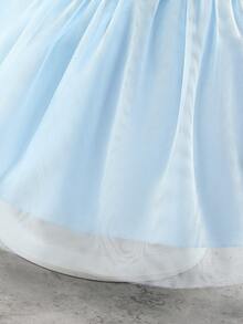 Glamorique Kids Young Girls Dress,Birthday Outfits For Baby,BOW,Velvet,ElegantSilk, - Blue - View 8