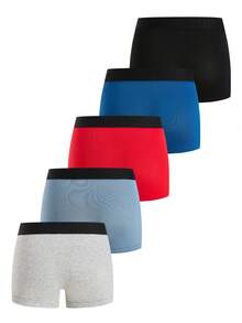 SHEIN Tween Boy Comfortable Breathable Soft Contrast Color Boxer Briefs - Multicolor - View 2
