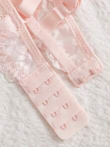 SHEIN 1pc Wide Strap Lace Padded Underwire Bra For Small Bust Women - Baby Pink - View 3