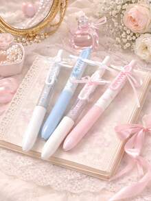 Joivida Bộ bút bi gel Kawaii hình nơ và ngôi sao - 4 bút bi gel đầu nhọn 0.5mm có thể thu vào, điểm nhấn là ruy băng, màu hồng/xanh pastel dễ thương, thẩm mỹ, thích hợp để viết nhật ký và ghi chú, viết trơn tru, đồ dùng văn phòng phẩm và học tập, món quà ý nghĩa dành cho bạn bè và gia đình, lý tưởng cho những người yêu thích văn phòng phẩm và nhà văn sáng tạo, mùa xuân đến hè. - Bộ - Xem 8