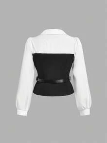 Women Blouses & Shirts - Black and White - View 2