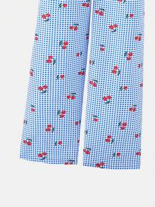 SHEIN 女童条纹蝴蝶结吊带背心和直筒裤夏季度假装 - 藍色 - 查看 4