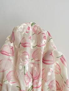 SHEIN EZwear 大码印花荷叶边短袖休闲度假衬衫，春夏款 - 彩色 - 查看 9