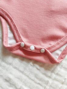 Vintaside Kids 6件套新生儿柔软舒适休闲百搭甜美可爱弹力纯色和条纹短袖连体衣和短裤多件装，适合春夏休闲外出、度假和日常穿着 - 彩色 - 查看 8