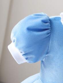 Glamorique Kids Young Girls Dress,Birthday Outfits For Baby,BOW,Velvet,ElegantSilk, - Blue - View 7