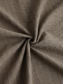 Core Aspect 男士休闲纯色短袖单排扣衬衫和抽绳腰裤套装 - 杏色 - 查看 7