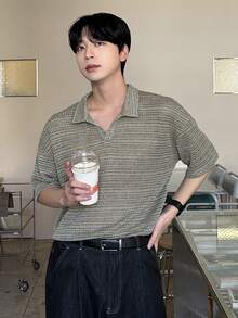 DAZY Áo thun nam tay ngắn màu xanh lá cây, chất liệu vải dệt họa tiết, thích hợp cho mùa hè. - màu xanh lá - Xem 1