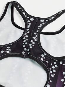 SHEIN Tween Girls' Casual Sports Yoga U-Neck Hollow Back Jumpsuit Activewear, Spring/Summer - Black - View 3