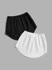 SHEIN CURVE+ Sweatshirt Mate Women's Casual Shirt Hemline Fake Layered Wearing Tool Versatile All-Match Skirt White Edge Hem Butt Cover - Black and White - View 6