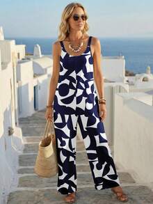 EMERY ROSE Women's Casual Jumpsuit, Fashionable & Versatile, Spring/Summer - Blue - View 5