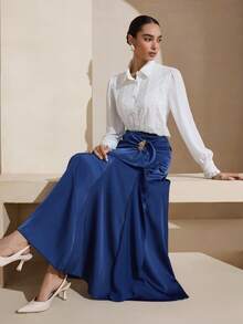 Graceveil Jupe accessoire métallique bleu marine élégante - bleu indigo - Voir 5