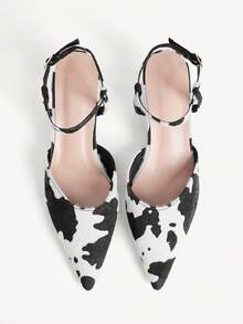 CUCCOO CHICEST Women's Pointed Toe Cow Pattern Buckle Design Elegant High Heels - Multicolor - View 9