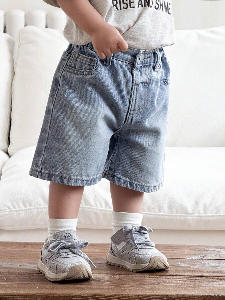 Quần short denim dáng rộng, có túi, màu xanh dương cho bé trai. - Rửa nhẹ - Xem 1
