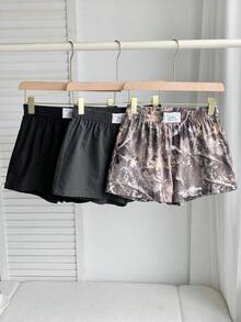 SHEIN PETITE CURVE 新款加大码女装娇小女孩夏季休闲多件装纯色及印花简约休闲短裤，适合娇小女性。高腰设计让您看起来更苗条，腿部更修长，适合娇小女性。适合所有季节和场合，居家休闲，适合娇小女孩和女性，夏季喇叭裤，夏季喇叭裤，夏季服装，夏季度假服装，女士长款夏季裤，春季服装，休闲裤，夏季高腰显瘦裤，女士休闲裤，女士性感裤，狂欢节服装，2026年狂欢节女士造型，2026年狂欢节女士服装，狂欢节服装 - 彩色 - 查看 6