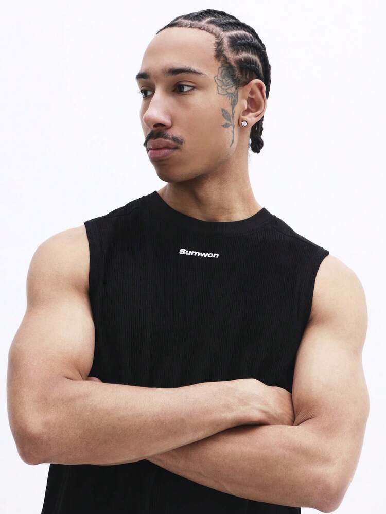 Ribbed Tank Top With Brand Logo