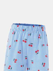 SHEIN 女童条纹蝴蝶结吊带背心和直筒裤夏季度假装 - 藍色 - 查看 3