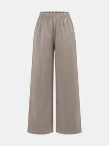 少女格子日常穿着抓绒足球/运动裤 黑白运动阔腿裤 - 灰色 - 查看 4