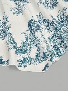 GlowEve 女士纹理印花收腰吊带背心，优雅百搭，适合度假、通勤和日常穿着 - 水鴨藍 - 查看 4