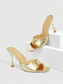 CUCCOO SZL Giày sandal cao gót nữ mùa xuân - Vàng - Xem 3