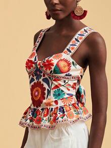 Travachic 2026新款女士印花衬衫，度假风，梭织面料，休闲夏季度假装，波西米亚海滩度假风，波西米亚时尚，乡村音乐会，节日庆典，海滩装，夏季装，复古风格，毕业季，夏日阳光，生日装，波西米亚风 - 彩色 - 查看 7