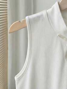 Franclia 女士时尚优雅纯色无袖中国风珍珠纽扣青蛙领纯色针织背心，白色上衣，无袖上衣，夏季，中国风，适合日常穿着，百搭，休闲上衣，办公室日常通勤，度假，休闲宴会，派对，白色女士背心，女士休闲上衣，夏季上衣，女士夏季。 - 白色 - 查看 7