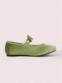 CUCCOO DOLLMOD French Word With Velvet Bow Mary Jane Female Retro Comfortable Women Wear Flat Dance Ballet Shoes Soft Sole Grandma Shoes Valentine's Day - Olive Green - View 9