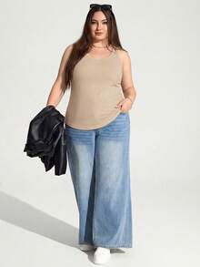 Enliva Plus Size Women's Slim Fit Camisole, Thermal Lined Women's Vest/Autumn /Winter - Apricot - View 5