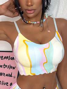 Nora Wilde 1pc Women's Comfortable Colorful Shell Trim Bra - Multicolor - View 4