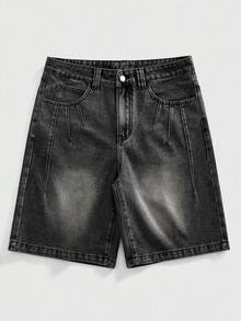 ROMWE MEN Men's Denim Shorts, Suitable For Spring And Summer - Grey - View 2