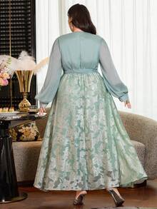 Modelyn Đầm chữ A thanh lịch dành cho phụ nữ cỡ lớn, thắt eo. - màu xanh lá - Xem 2