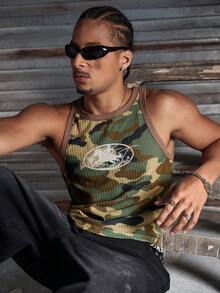 AXEPEAK 男士迷彩印花圆领休闲背心，夏季 - 彩色 - 查看 4