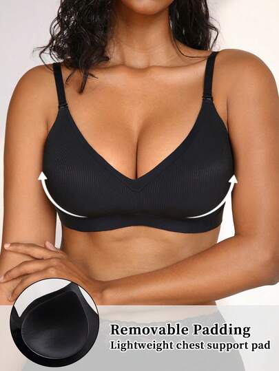 NudeFit 1pc Women's Seamless Wireless Padded Bra, Solid Color, Comfortable Daily Wear