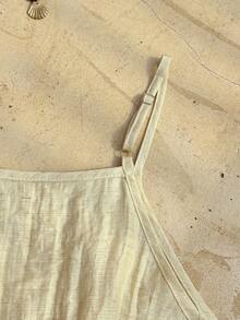 SHEIN Franclia Women's Solid Color Minimalist Casual Camisole Beach Tops For Women - Apricot - View 3