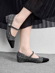 CUCCOO BIZCHIC Women's Stylish And Comfortable Mary Jane Shoes - grey grid - View 3