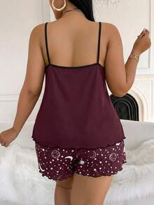 DUSKBASE Plus Size Women Starry Sky Print Camisole & Shorts PJS, Casual Sleep Two Piece Night Set Plus Size Pajama Short Set Two Piece Sleepwear - Multicolor - View 2