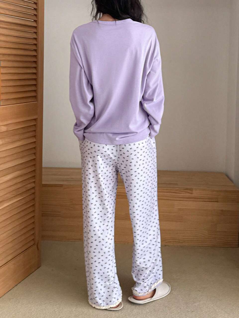 Spring Loose Floral Lace Patchwork Pajama Set For Women