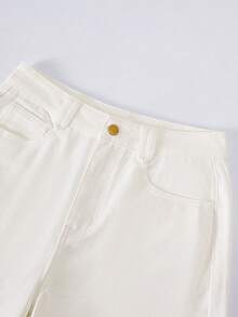 GlowEve Quần ống đứng thêu họa tiết phối màu tương phản, thanh lịch dành cho nữ - trắng - Xem 4