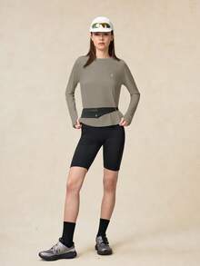 OutZeal 女士户外运动T恤，防紫外线，凉爽触感，长袖交叉褶裥带拇指孔 - 卡其色 - 查看 5