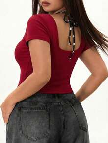 Rina Fox 2件装女士波点吊带短袖上衣 - 紅色 - 查看 2