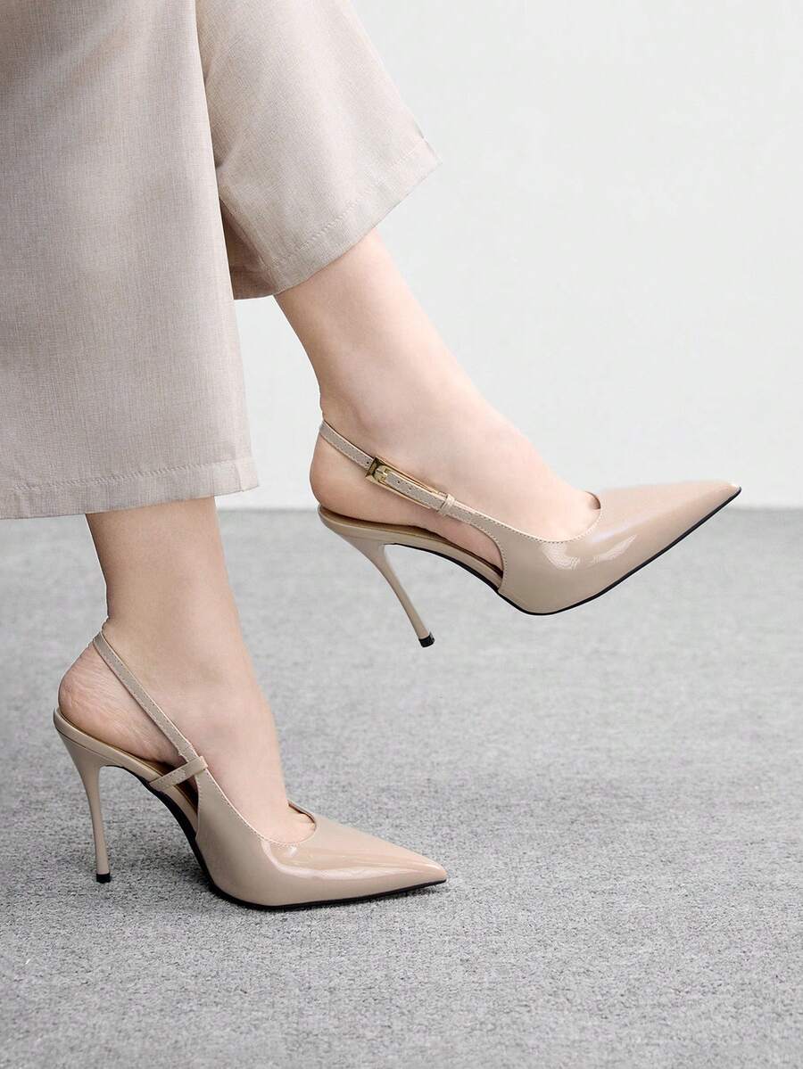CUCCOO BIZCHIC Women's Back Strap Decor Bowknot High Heel Pumps, Wine Red Color Spring Shoes Spring Break Easter For Christmas Spring Shoes - apricot PU - View 1