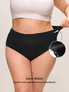 LUVLETTE Plus 2-Pack Airy High-Rise Cotton Basics Girly Women's Underwear Briefs Panty Set - Multicolor - View 12