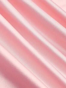 Sweetra 大码女式系带纯色收腰不对称下摆抹胸上衣 - 粉色 - 查看 3