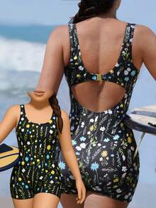 Swim SPRTY Áo tắm liền thân nữ in họa tiết hoa ngẫu nhiên, thời trang, ngọt ngào, thoải mái, thích hợp cho kỳ nghỉ, thể thao, mùa xuân hè, chấm bi. - Nhiều màu - Xem 1