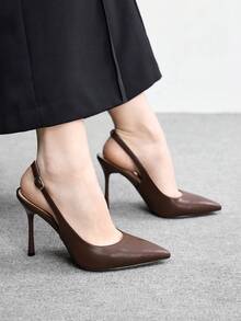 CUCCOO BIZCHIC 女士尖头搭扣设计时尚高跟凉鞋，适合日常穿着 - 棕色 - 查看 9